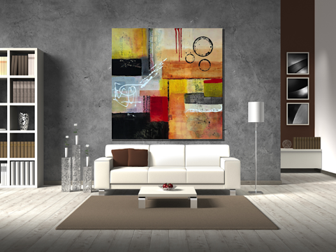 Contemporary art seen in living room